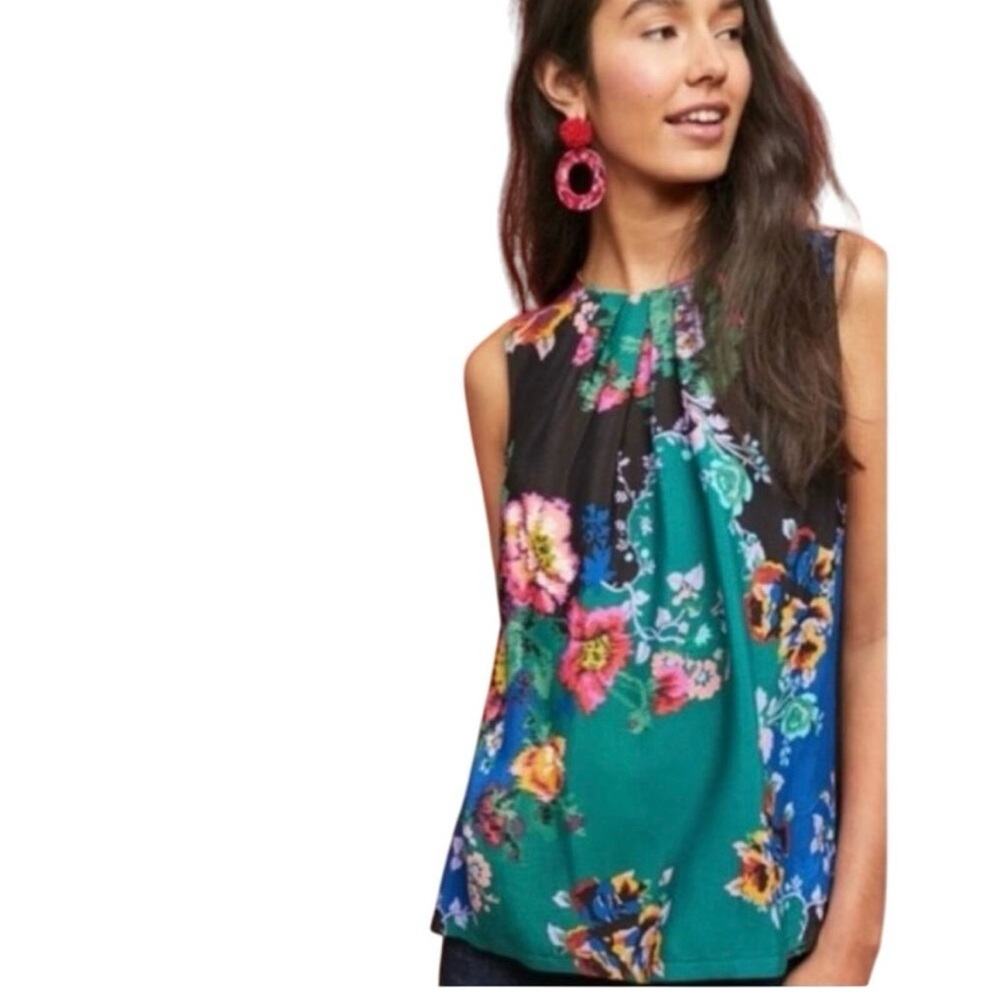 Anthropologie Vanessa Virginia Wanderlust Floral Tank Top Medium Colorful Artsy